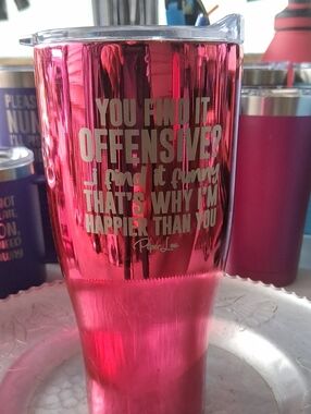 Pink Insulated Travel Tumbler - Metallic Pink